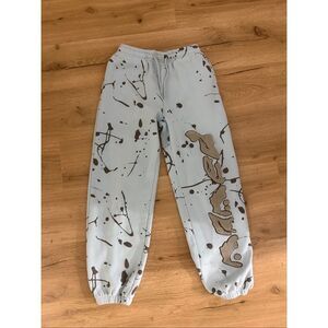 Named collective size small women’s sweatpants in baby blue with dark gray paint